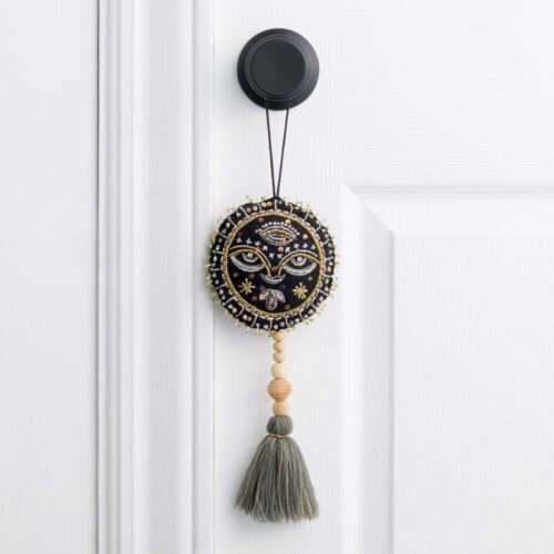 Black and Gold Sun Beaded Embroidered Door Hanger Decor
