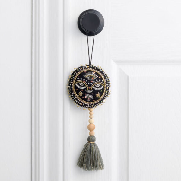 Black and Gold Sun Beaded Embroidered Door Hanger Decor
