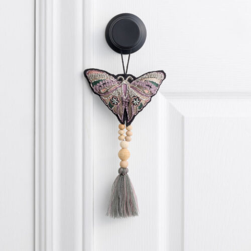 Black Night Moth Beaded Embroidered Door Hanger Decor