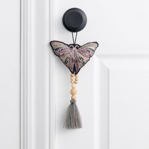 Black Night Moth Beaded Embroidered Door Hanger Decor