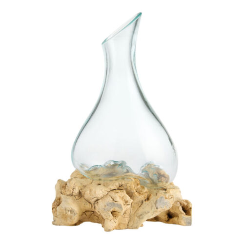 Bleached Driftwood and Blown Glass Vase Decor