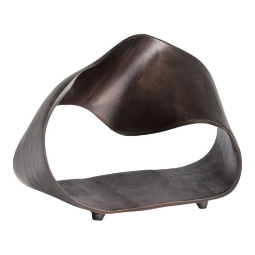 Bronze Metal Abstract Pinched Loop Sculpture Decor