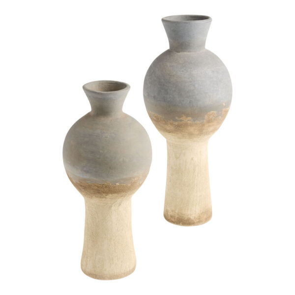 CRAFT Gray and Cream Terracotta Distressed Elongated Vase CRAFT Gray and Cream Terracotta Distressed Elongated Vase