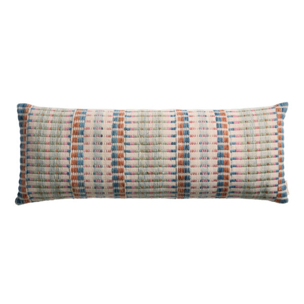 Extra Wide Ivory Broken Stripe Indoor Outdoor Lumbar Pillow
