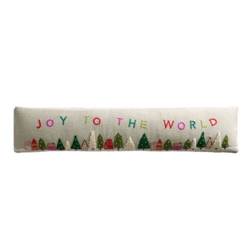 Extra Wide Joy to the World Embroidered Lumbar Pillow