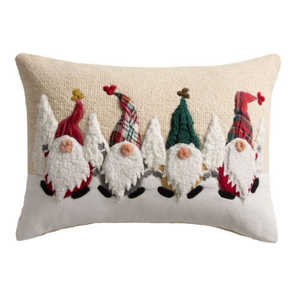 Ivory Snowy Forest Gnomes Lumbar Pillow