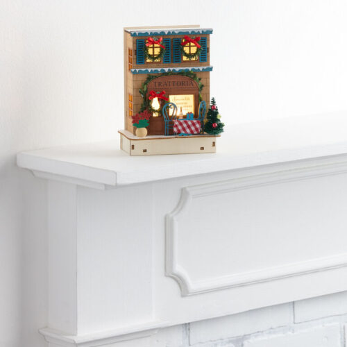 Laser Cut Wood Holiday Trattoria LED Light Up Decor