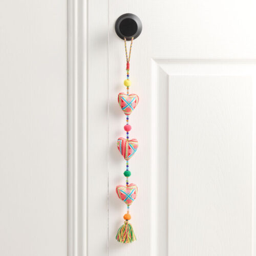 Multicolor Cotton Heart Embroidered Door Hanger