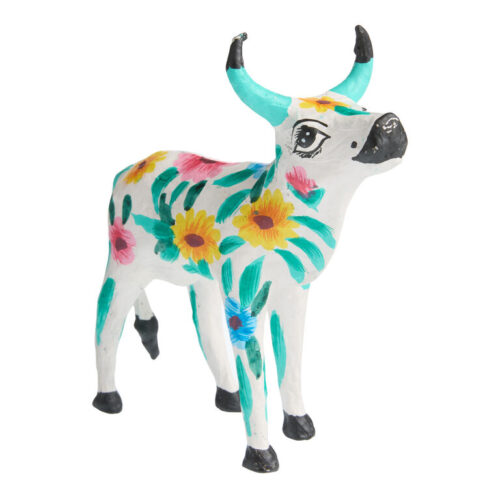 Paper Mache Hand Painted Cow Decor