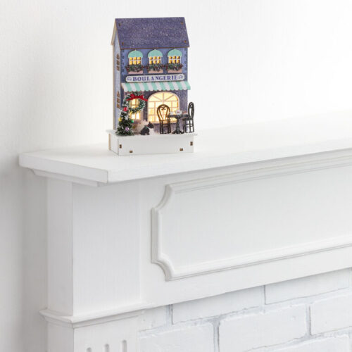 Periwinkle Laser Cut Wood Vintage Bakery LED Light Up Decor