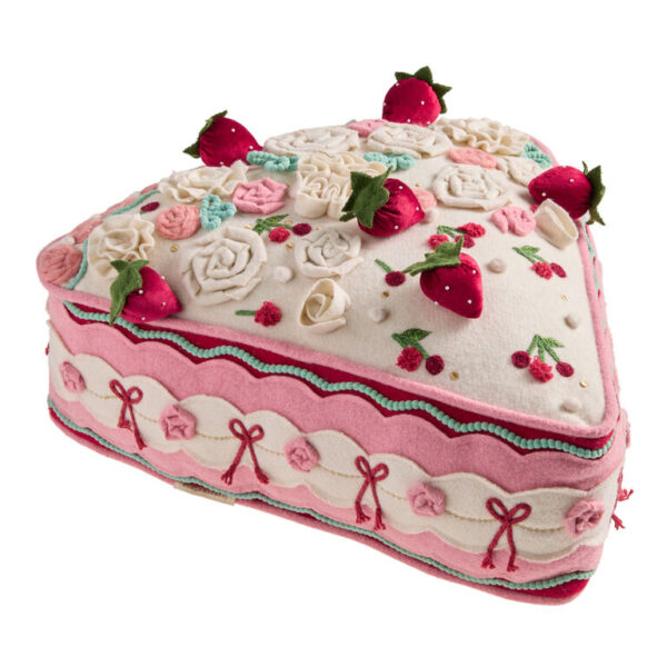 Pink Multicolor Felt Cake Wedge Shaped Throw Pillow