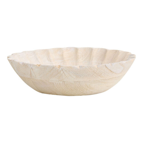 Round Whitewash Wood Scallop Rim Tray
