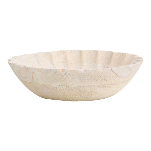 Round Whitewash Wood Scallop Rim Tray