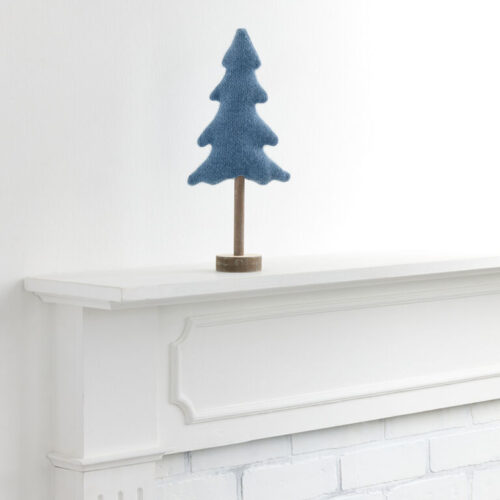 Small Blue Fabric and Wood Tree Decor
