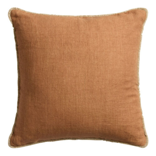Solid Linen Fringe Throw Pillow