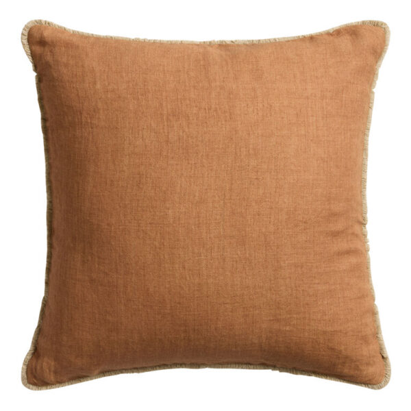 Solid Linen Fringe Throw Pillow