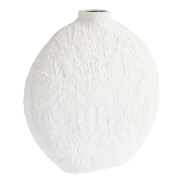 White Ceramic Textured Flat Vase