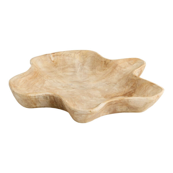 Whitewash Teak Wood Organic Tray Decor