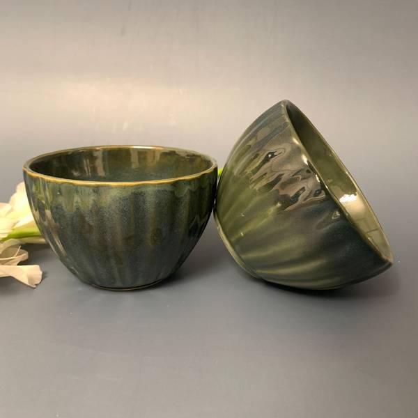 Bowl Set - Dual Tone - Green - Ceramic Bowl Set - Dual Tone - Green - Ceramic