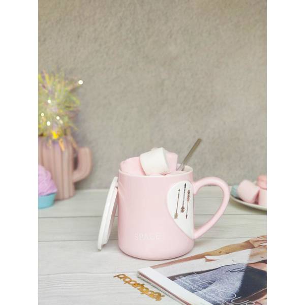 Coffee Mug With Lid And Spoon - Heart - Ceramic - Single Piece Coffee Mug With Lid And Spoon - Heart - Ceramic - Single Piece
