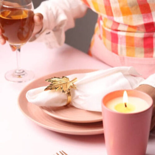 Napkin Rings Set - Maple Leaf - Gold Napkin Rings Set - Maple Leaf - Gold